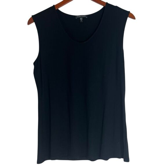 Eileen Fisher Womens Scoop Neck Stretch Jersey Shell Tank Top Black Size Medium - Picture 10 of 14